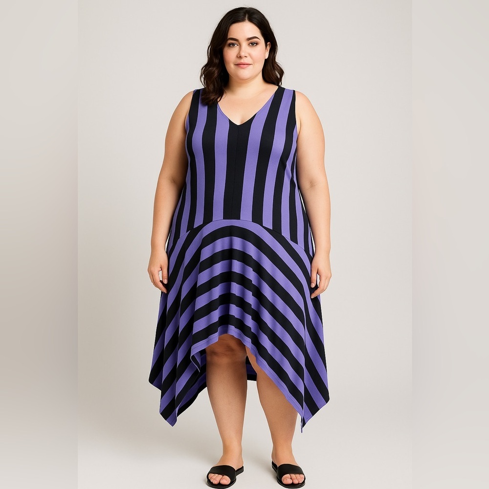 NEW Jijil Sleeveless Sharkbite Loose Fit Cotton purple dress, EU44